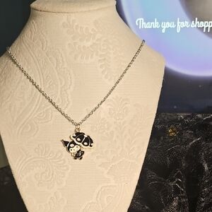 Silver Necklace with Black and White Pendant